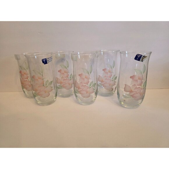 Set Of 6 Crystal Clear Industries Turkish Hand Painted Floral Glasses - Picture 1 of 6